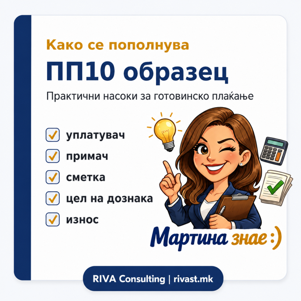 Насоки за пополнување ПП10 образец за готовинско плаќање
